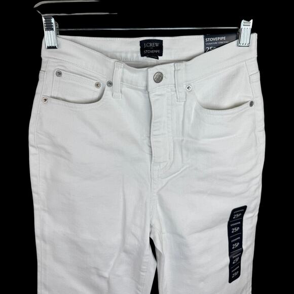 J.Crew Stovepipe White Jeans Signature Stretch+ Size 25P Petite NWT $118 - Picture 3 of 10